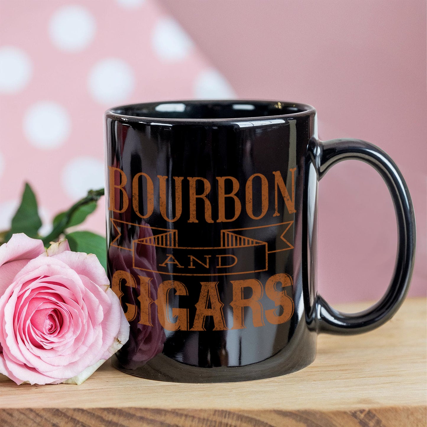 I Smoke Cigar Coffee mug, Bourbon And Cigars-Black Porcelain Coffee Mug 11 oz for Husband, Dad, Boyfriend,Grandpa
