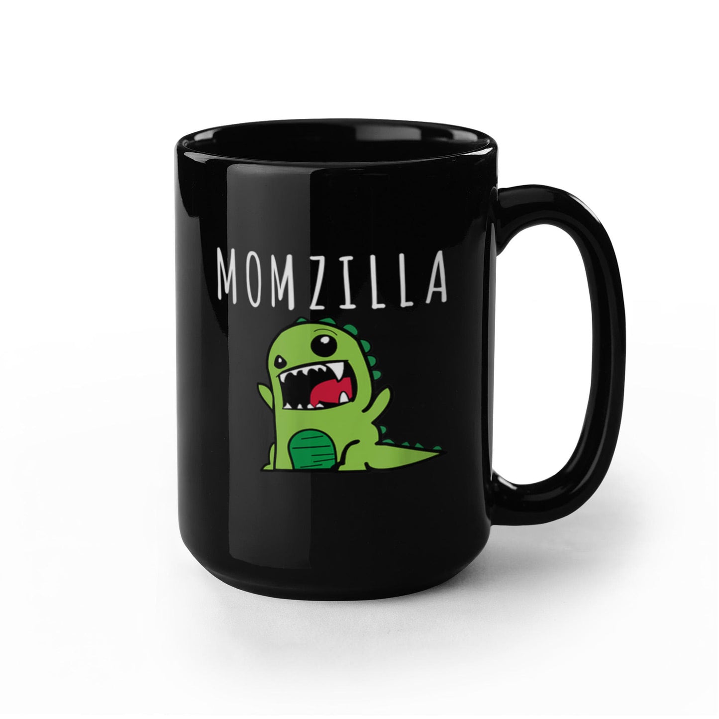 Momzilla,Dinosaur Momster Mothers Day Cheeky Coffee Mug, Moms Birthday Mug- Black Porcelain Coffee Mug 11 Oz Moms Mug