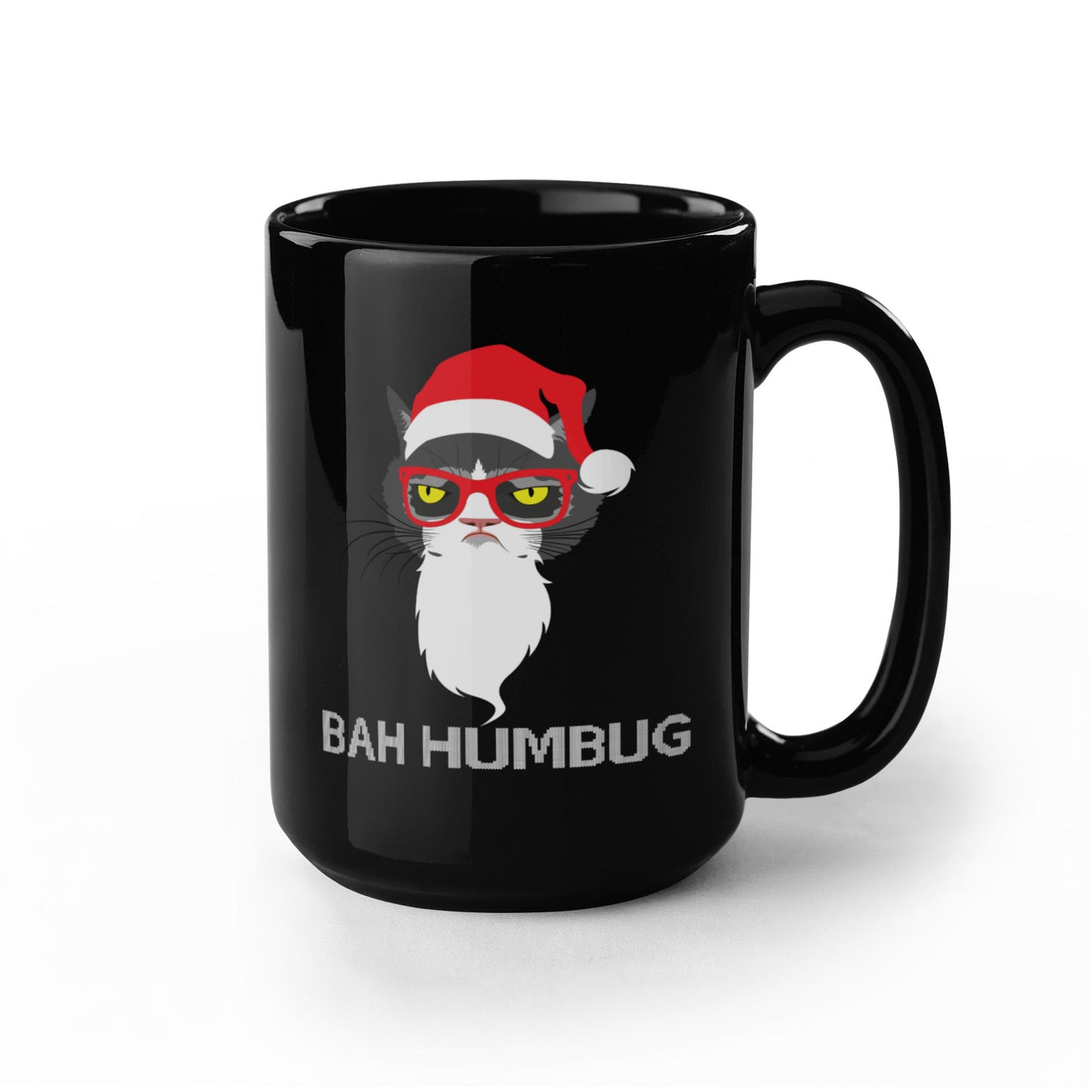 Bah Humbug Black Coffee Mugs Christmas Special Santa - Black Coffee Tea Mugs - 15 Oz