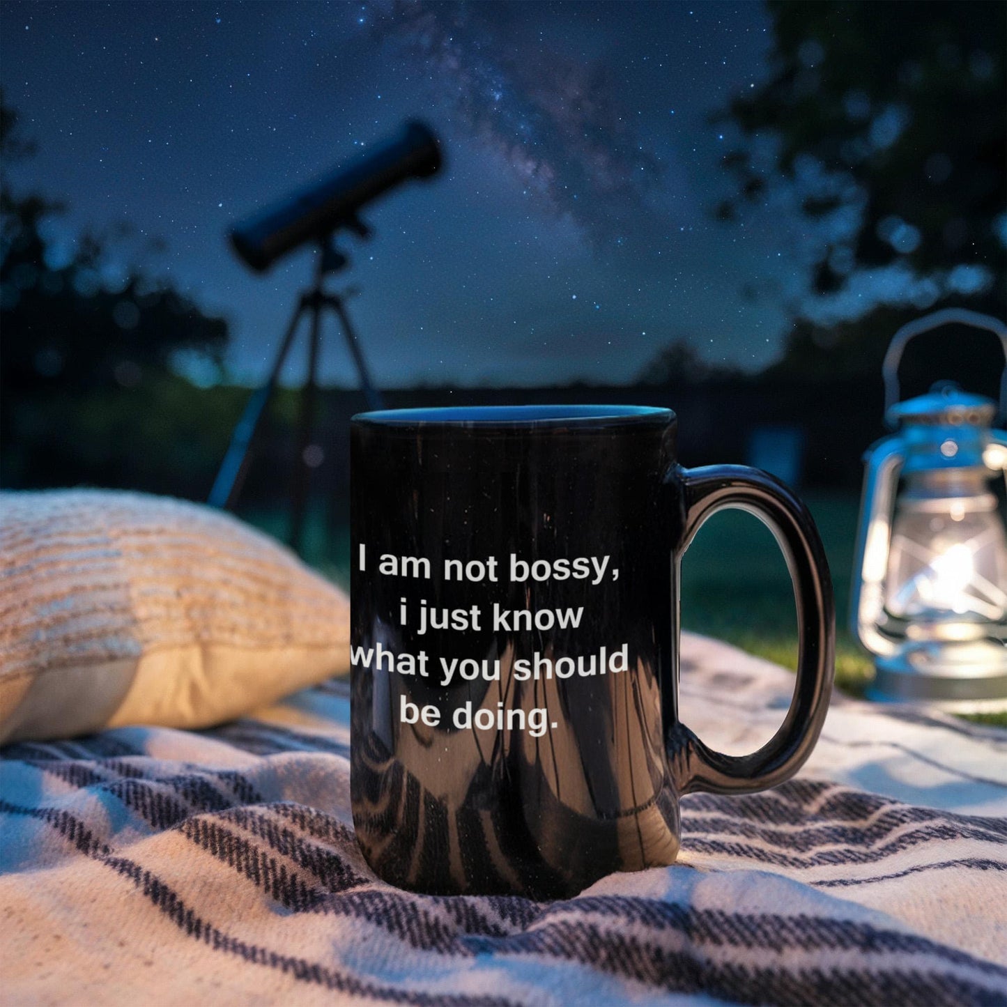 I am Not Bossy Black Mugs - Funny Coffee Mugs with Quotes for Boss - Porcelain Funny Black, Best Office Tea Mug & Birthday Gag Gifts 15 oz