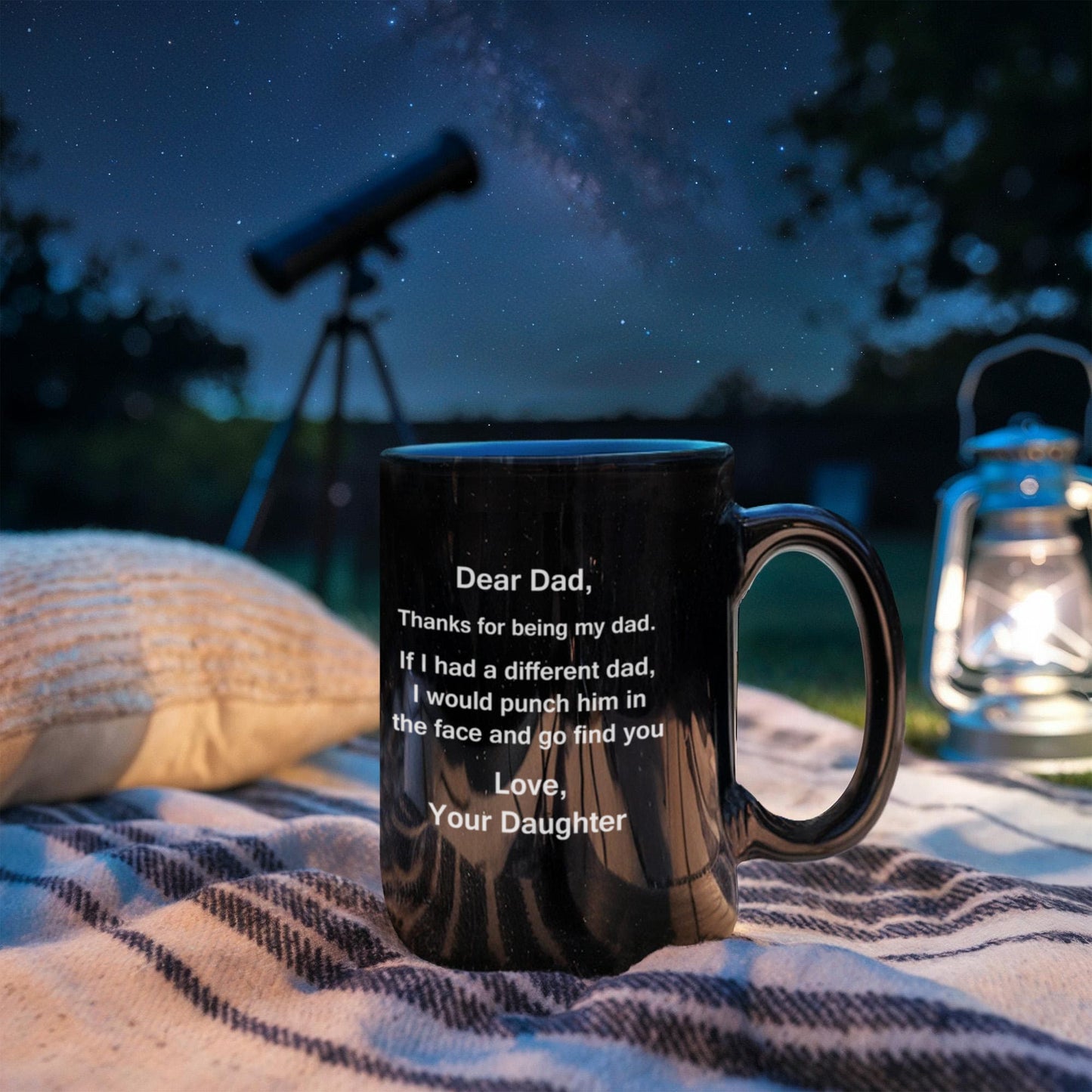 Dear Dad Mug, Thanks for Being My Dad, If I Had A Different I Would Punch Him and Find You Gifts from Daughter Black Ceramic Mug 11 fl oz