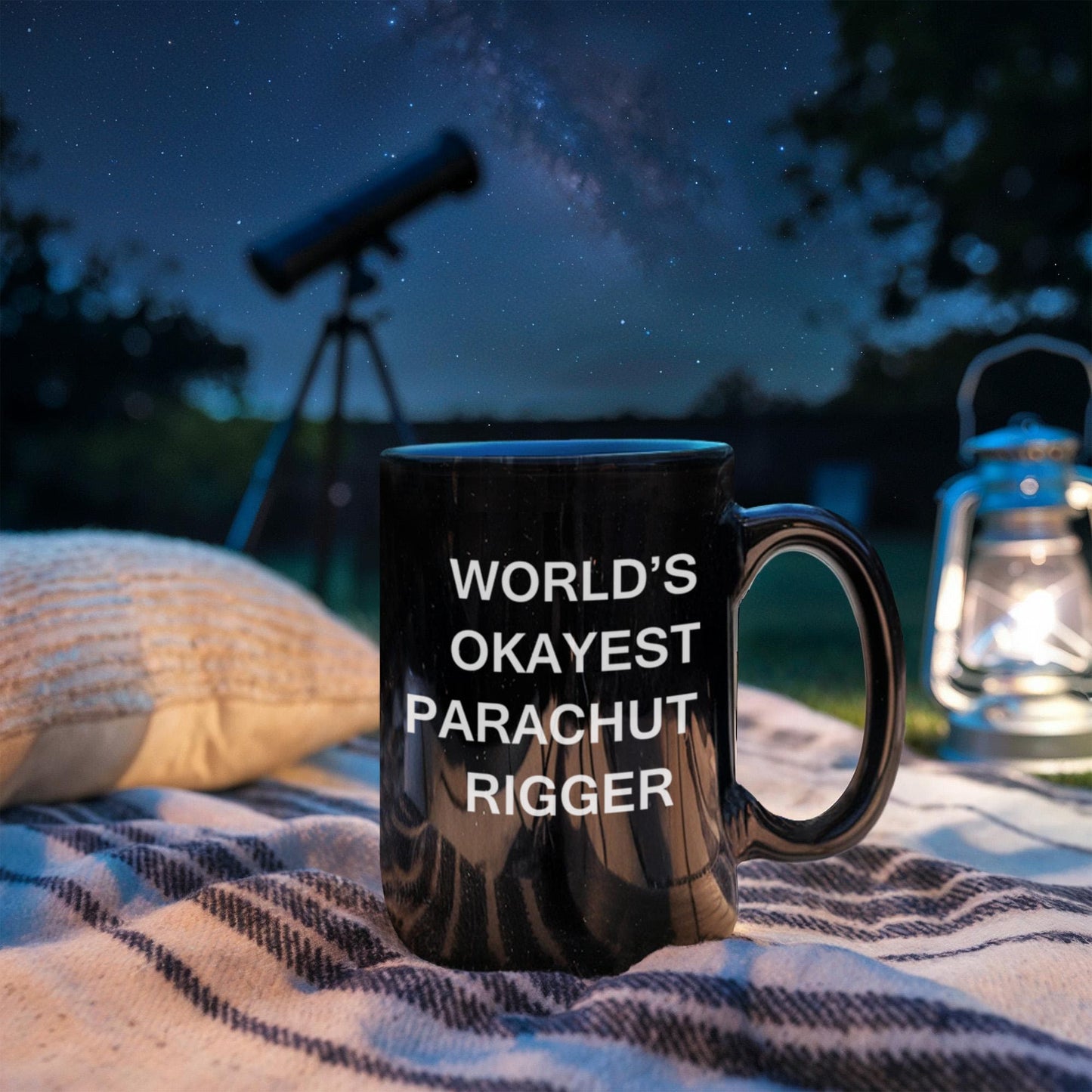 Funny Mug - World's Okayest Parachute rigger - Porcelain Black coffee mugs 11 oz