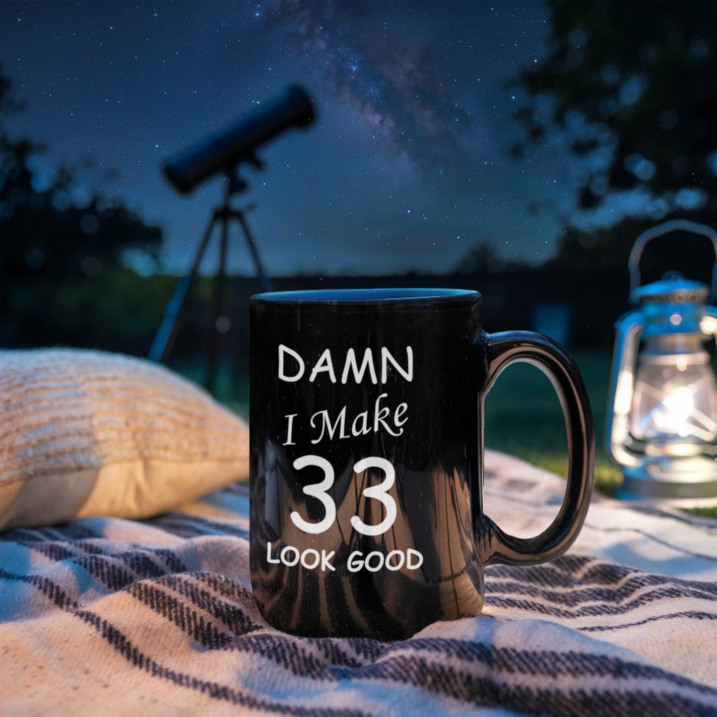 33rd birthday gifts for men/women - Damn I Make 33 Look Good, Born In 1987 Birthday Mugs - Funny Black Porcelain Coffee 11 oz