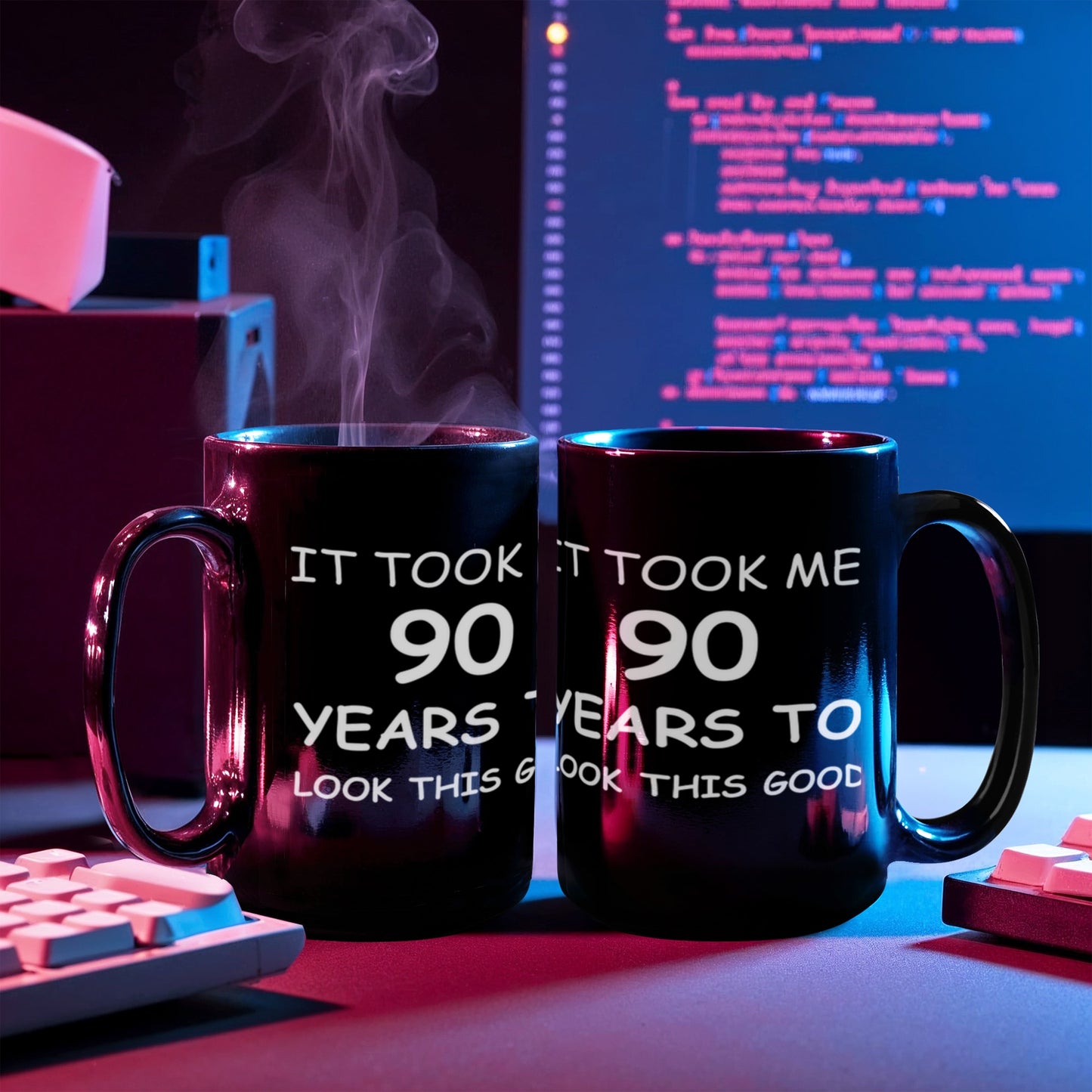 90th Birthday Gifts for Men/Women,Birthday Mugs - It Took me 90 Years to Look This Good - Best 90th Birthday Mug for Family Ceramic Cup Black 11 oz