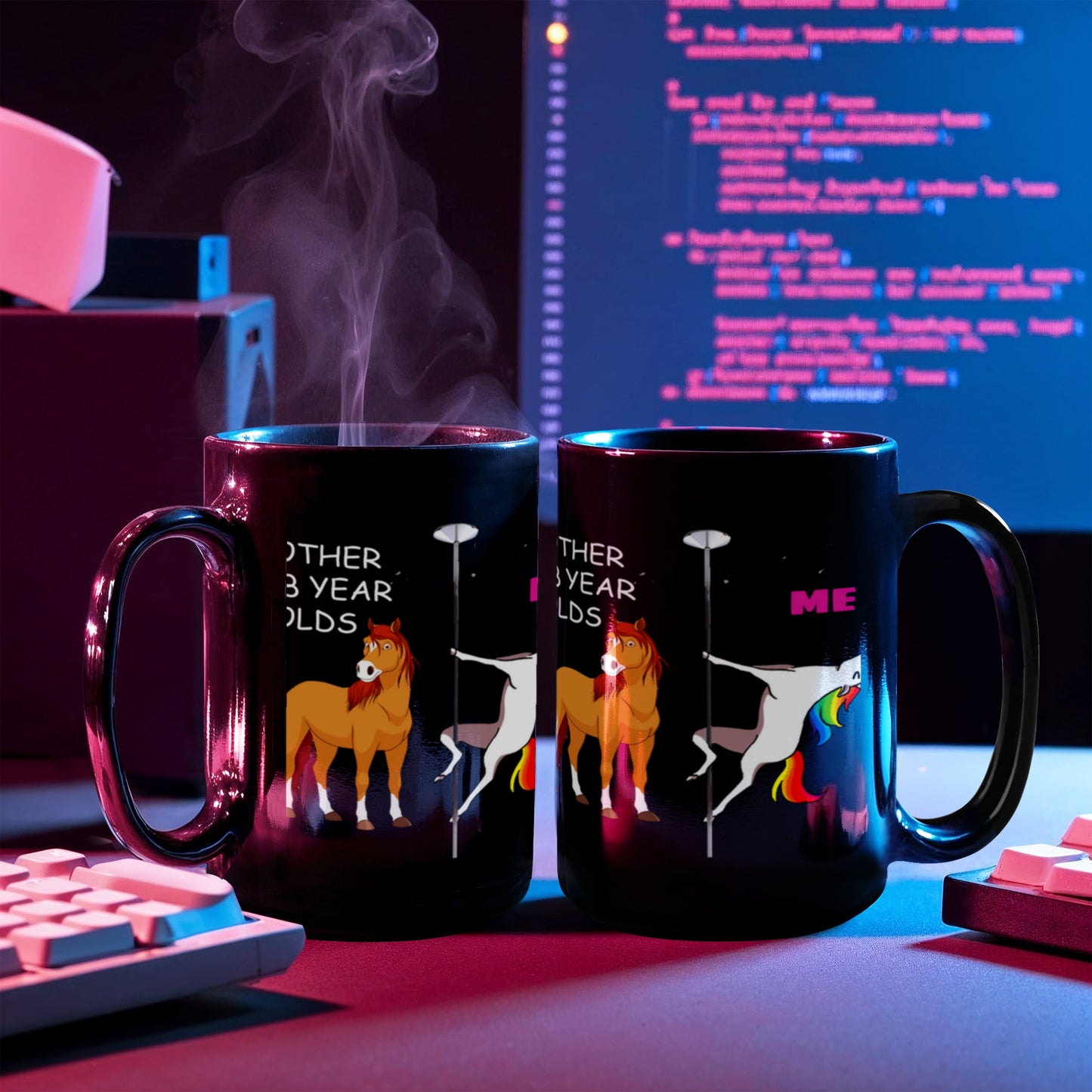 43rd Birthday Gift for Women - Other 43 Year Olds Me Unicorn Coffee Mug - Black Porcelain Coffee 11 oz for Grandma, Mom, Sister, Best Friend, Women