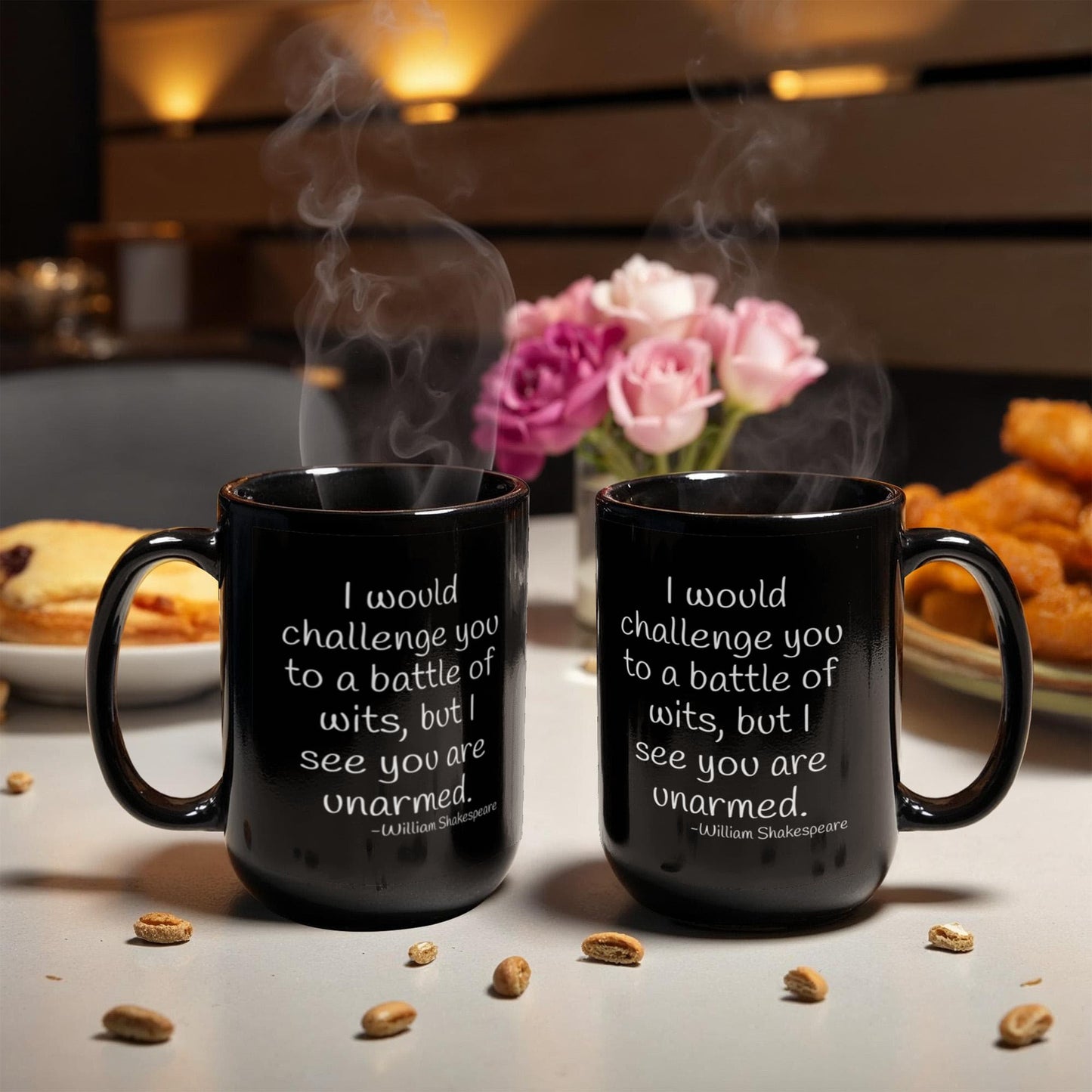 I would challenge you to a battle of wits, but i see you are unarmed- black porcelain coffee mug 11 oz funny quotes coffee mug
