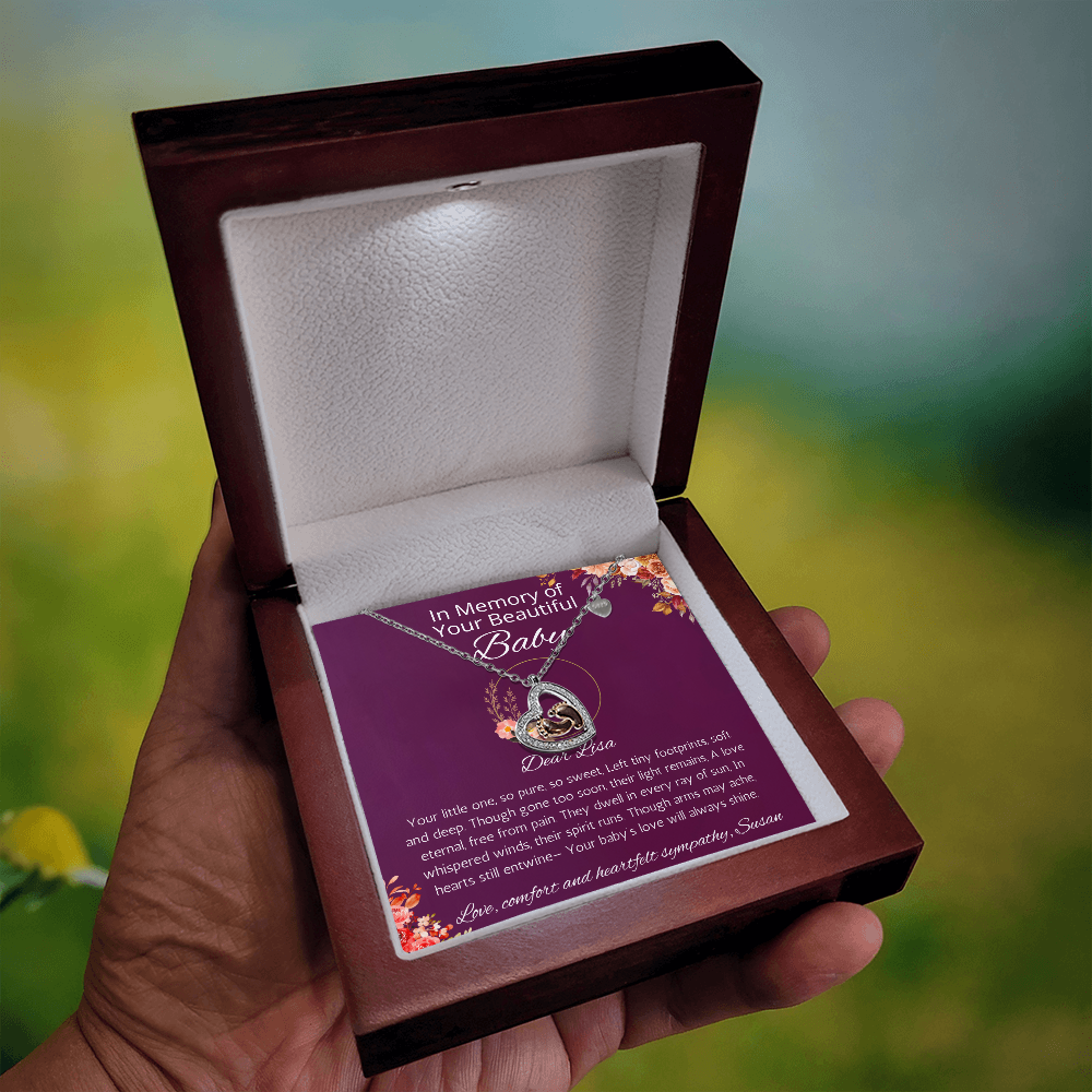 Baby Loss Gift, Infant Loss Gift, Personalized Baby Feet Heart Necklace, Loss of Baby Jewelry, Pregnancy Loss, Condolence Gift Necklace for mom