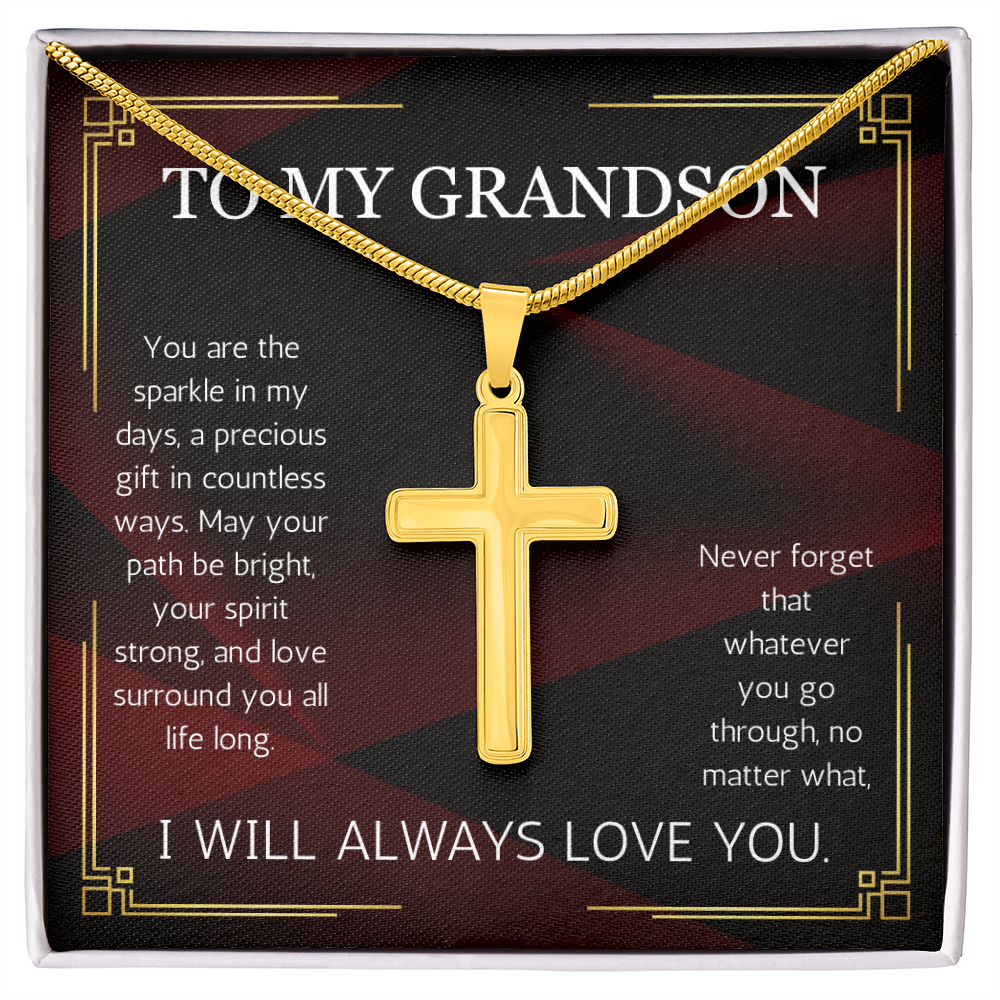 Grandson Cross Necklace for Grandson From Grandma Grandpa Nana Graduation Birthday Christmas Gift From Grandfather Grandmother