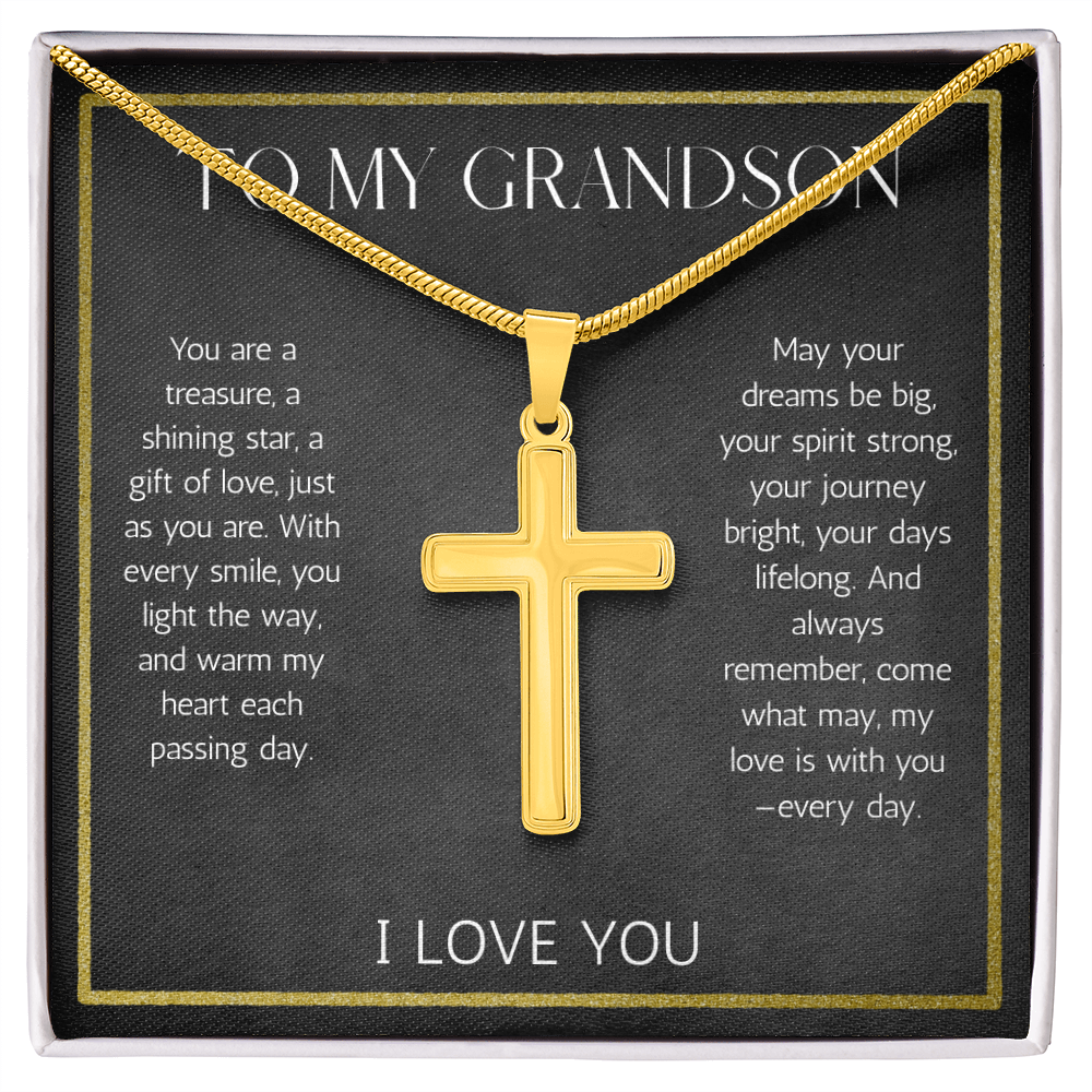 Grandson Cross Necklace with snake chain Gift from Grandparent  Jewelry for Grandson From Grandma Grandpa Birthday Graduation Christmas Gift
