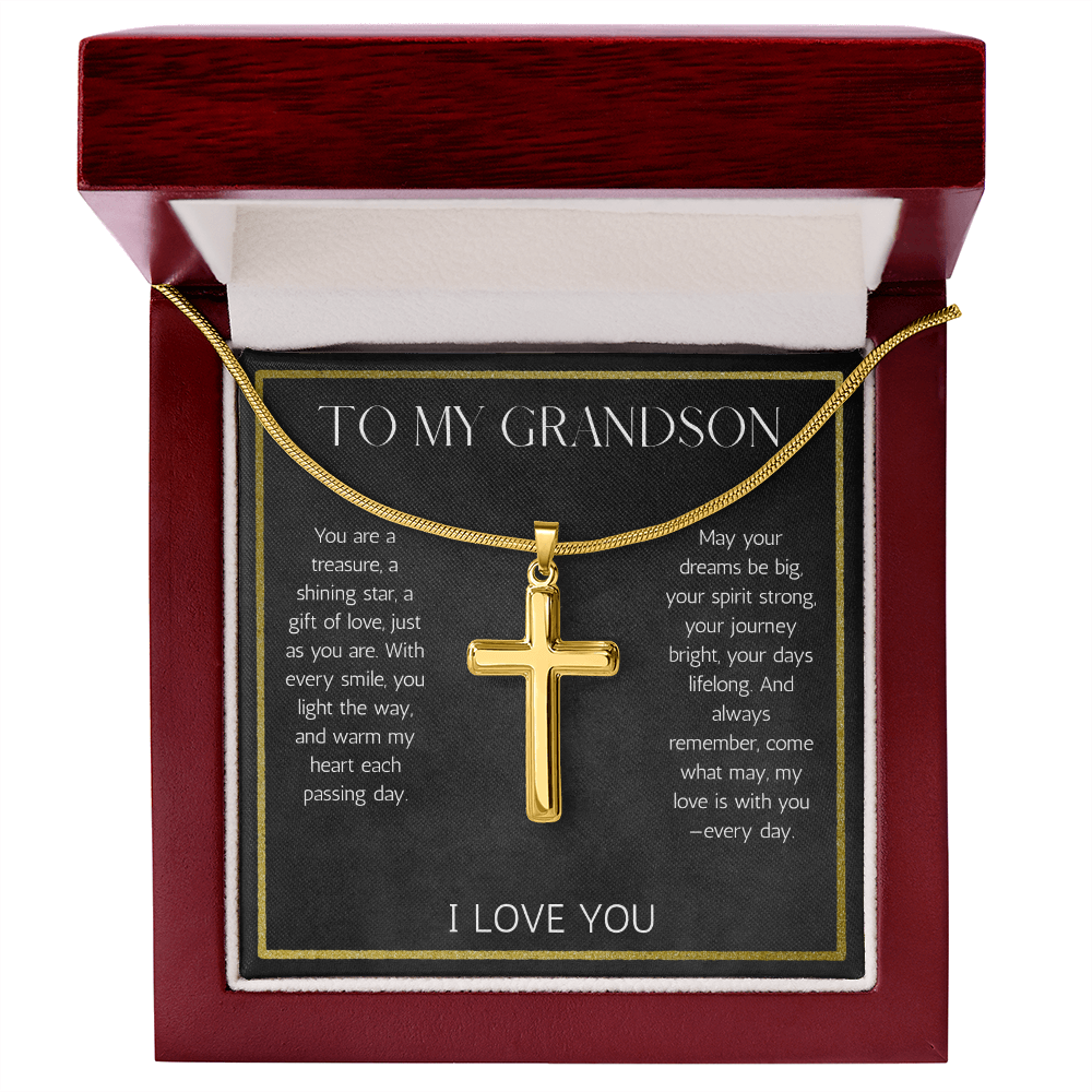 Grandson Cross Necklace with snake chain Gift from Grandparent  Jewelry for Grandson From Grandma Grandpa Birthday Graduation Christmas Gift
