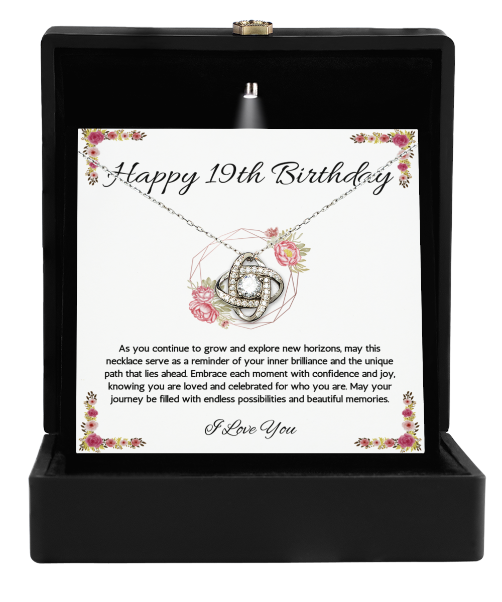 19th Birthday Girl Gift Necklace, 19th Birthday Gift Necklace, Love Knot Necklace For Teenage Girl, Birthday Gift Necklace For 19 Year Old Girl