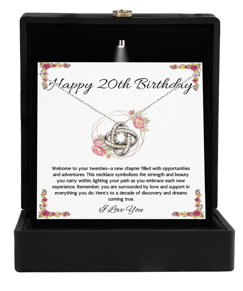 20th Birthday Girl Gift Necklace, 20th Birthday Gift Necklace, Love Knot Necklace For Teenage Girl, Birthday Gift Necklace For 20 Year Old Girl