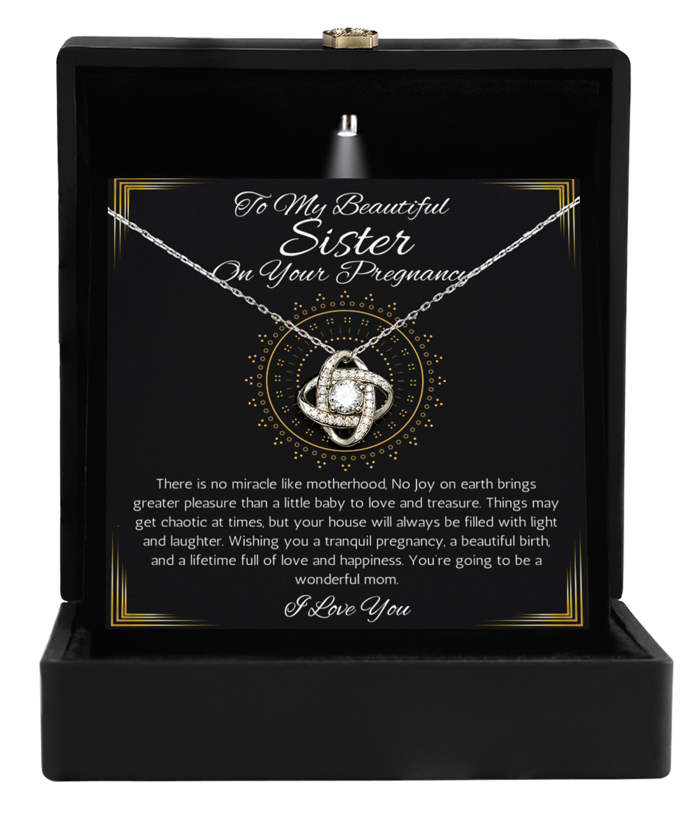 Sister Pregnancy Gift Necklace, Love Knot Gift Necklace, Gift for Pregnant Sister, Baby shower gift for sister, Mom To Be Gift, First Time Mom