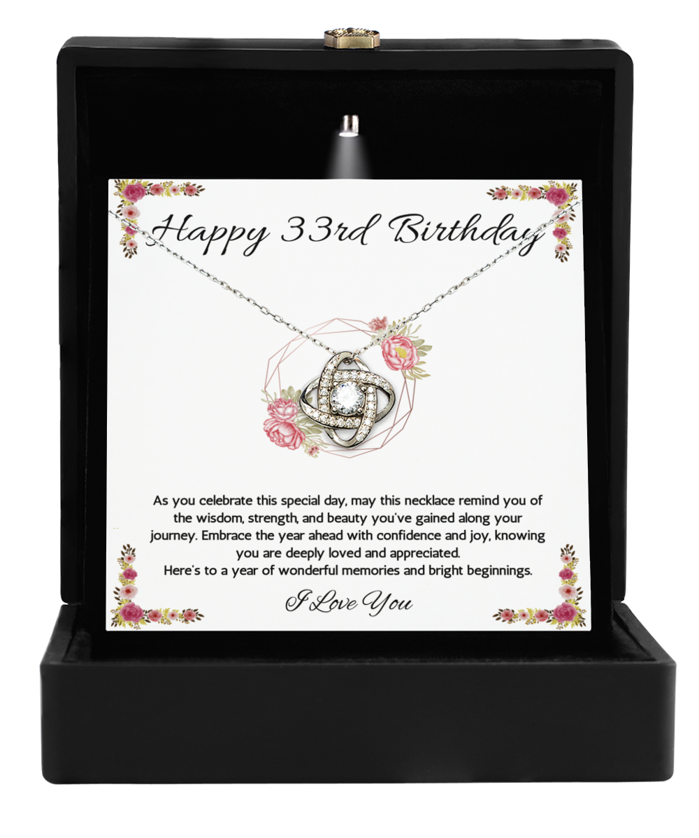 33rd Birthday Girl Gift Necklace, 33rd Birthday Gift Necklace, Love Knot Necklace For Wife, Daughter, Birthday Gift Necklace For 33 Year Old