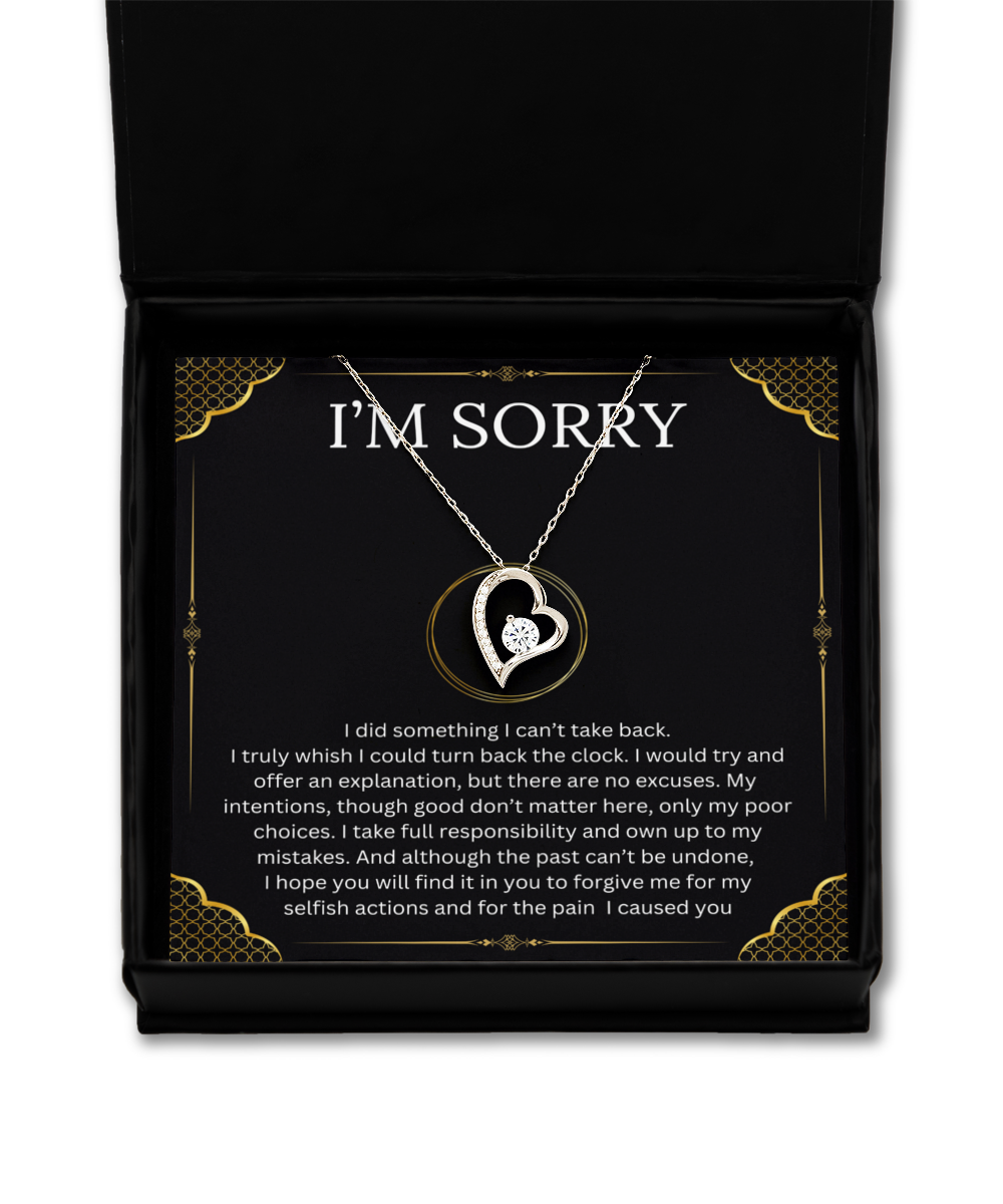 I'm sorry gift for her, I love you, I'm sorry gift, apology gifts for, forgiveness gift necklace, message card gift, Solitaire Crystal Necklace