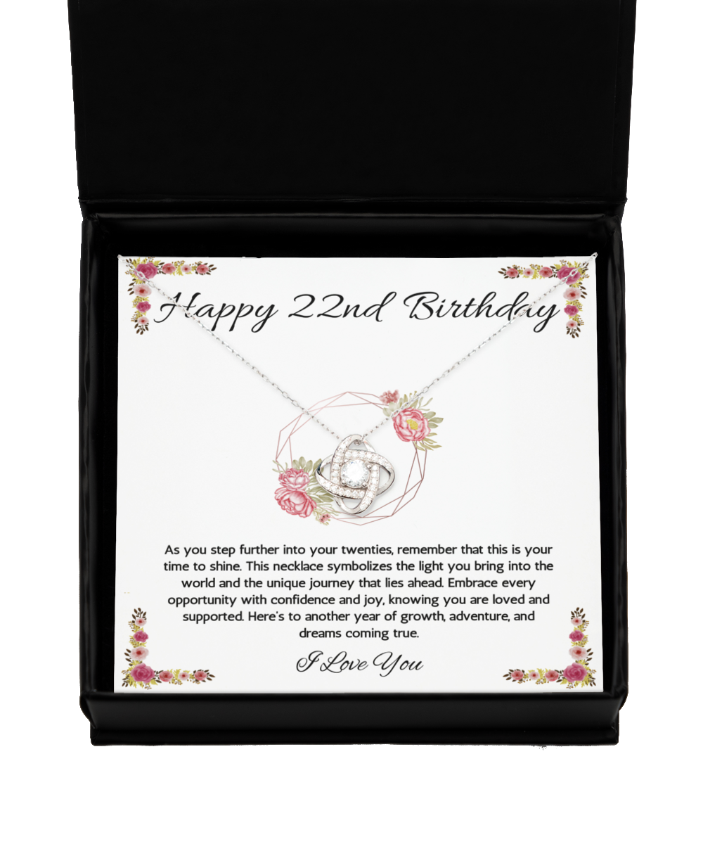 22nd Birthday Girl Gift Necklace, 22nd Birthday Gift Necklace, Love Knot Necklace For Teenage Girl, Birthday Gift Necklace For 22 Year Old Girl