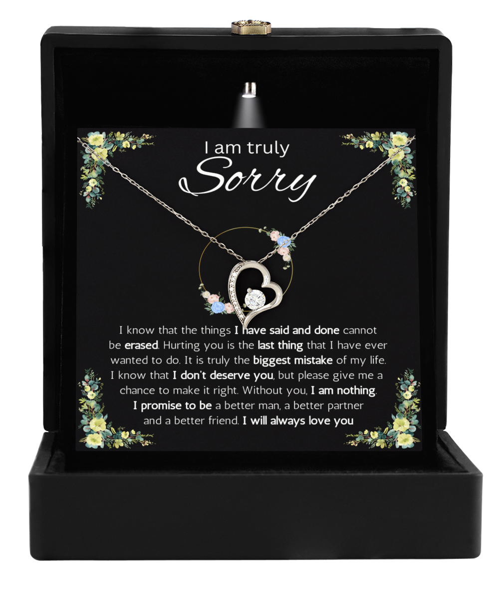 I'm sorry gift for her, apology gifts for her, i love you, i'm sorry gift necklace, sorry, forgiveness Solitaire Crystal necklace with message card