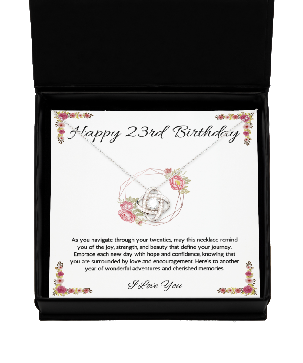 23rd Birthday Girl Gift Necklace, 23rd Birthday Gift Necklace, Love Knot Necklace For Teenage Girl, Birthday Gift Necklace For 23 Year Old Girl