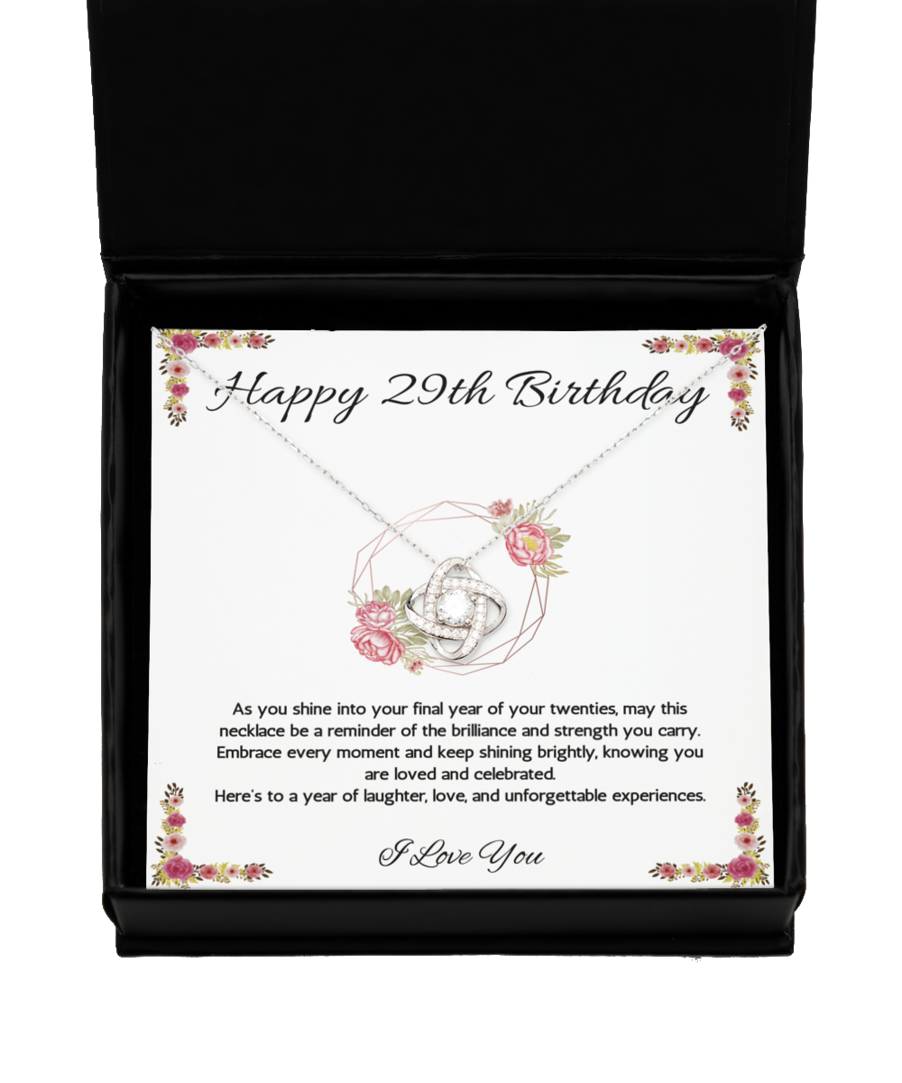 29th Birthday Girl Gift Necklace, 29th Birthday Gift Necklace, Love Knot Necklace For Wife, Daughter, Birthday Gift Necklace For 29 Year Old Girl