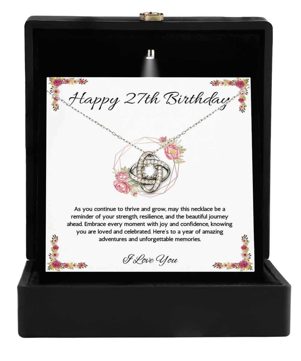 27th Birthday Girl Gift Necklace, 27th Birthday Gift Necklace, Love Knot Necklace For Girl, Daughter, Birthday Gift Necklace For 27 Year Old Girl