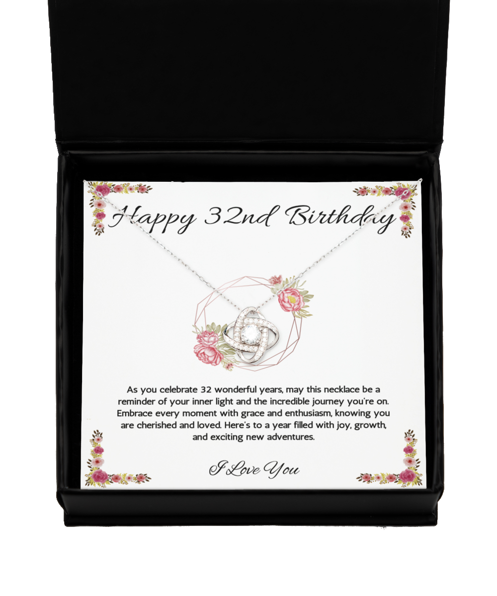 32nd Birthday Girl Gift Necklace, 32nd Birthday Gift Necklace, Love Knot Necklace For Wife, Daughter, Birthday Gift Necklace For 32 Year Old