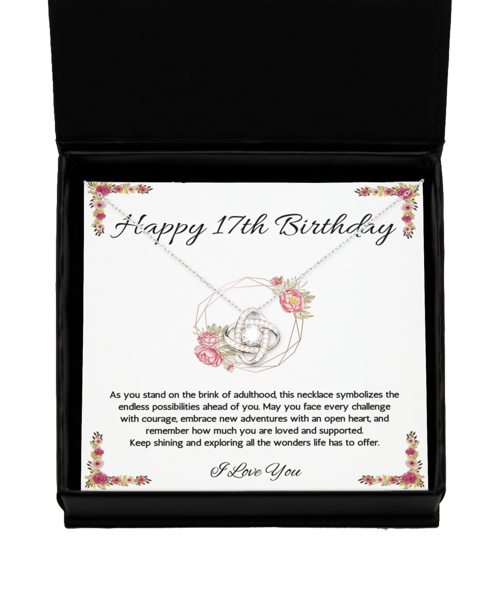 17th Birthday Girl Gift Necklace, 17th Birthday Gift Necklace, Love Knot Necklace For Teenage Girl, Birthday Gift Necklace For 17 Year Old Girl