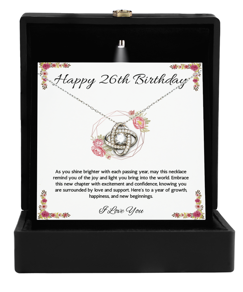 26th Birthday Girl Gift Necklace, 26th Birthday Gift Necklace, Love Knot Necklace For Girl, Daughter, Birthday Gift Necklace For 26 Year Old Girl