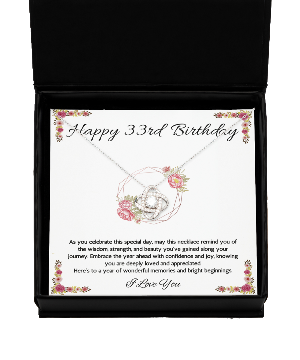33rd Birthday Girl Gift Necklace, 33rd Birthday Gift Necklace, Love Knot Necklace For Wife, Daughter, Birthday Gift Necklace For 33 Year Old