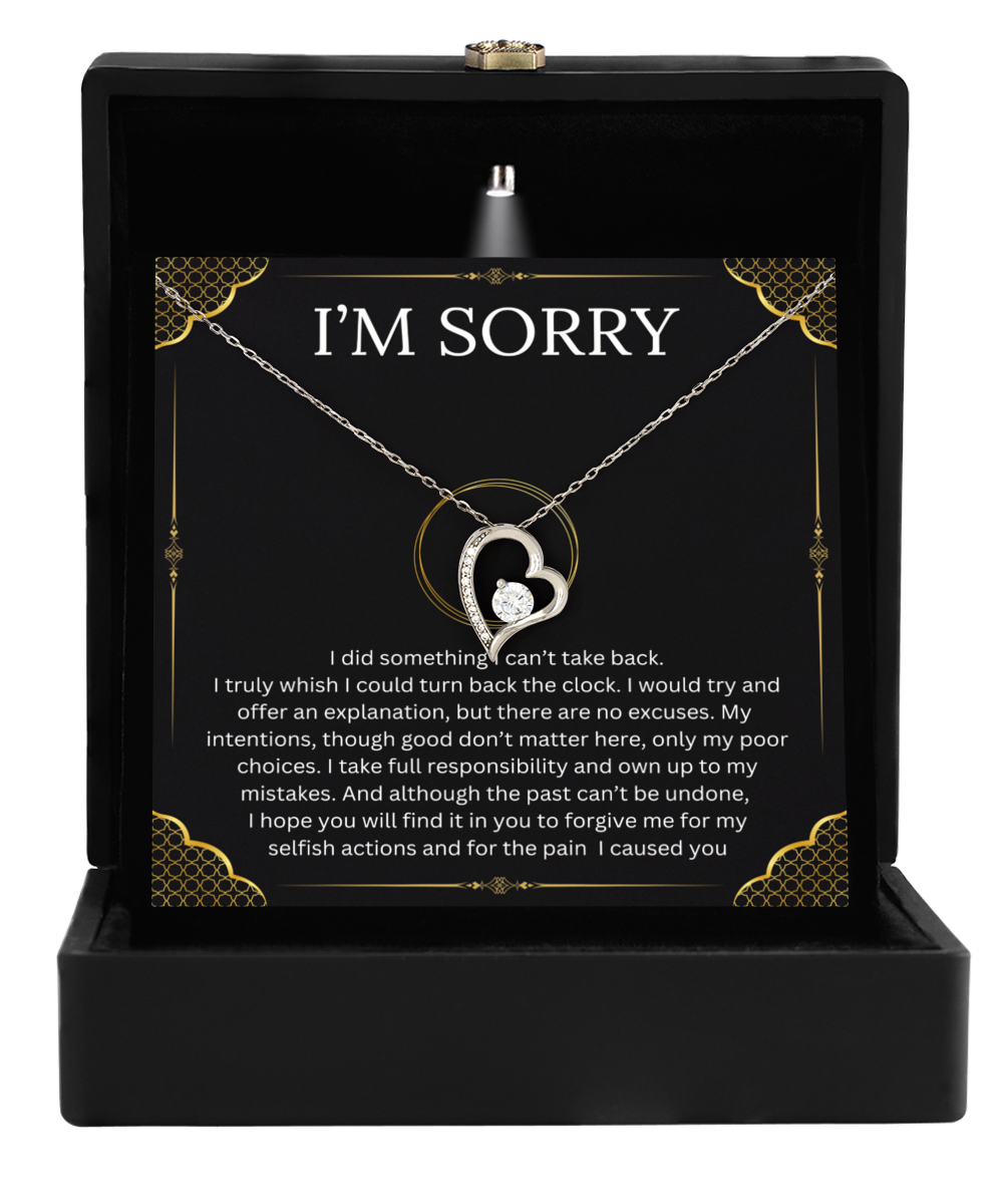 I'm sorry gift for her, I love you, I'm sorry gift, apology gifts for, forgiveness gift necklace, message card gift, Solitaire Crystal Necklace
