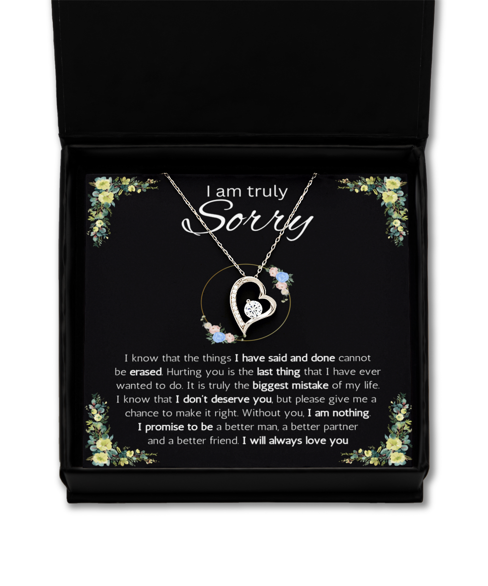 I'm sorry gift for her, apology gifts for her, i love you, i'm sorry gift necklace, sorry, forgiveness Solitaire Crystal necklace with message card