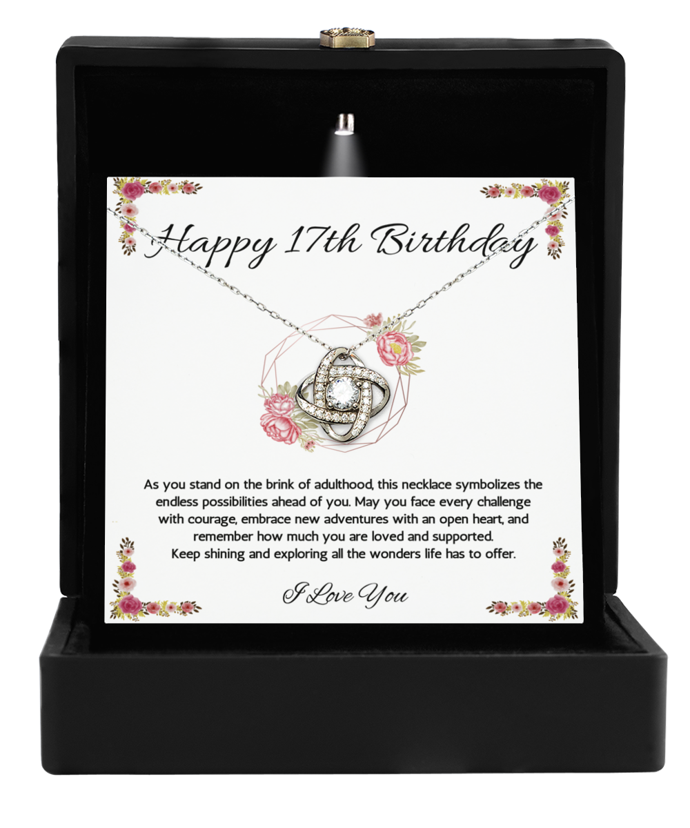 17th Birthday Girl Gift Necklace, 17th Birthday Gift Necklace, Love Knot Necklace For Teenage Girl, Birthday Gift Necklace For 17 Year Old Girl