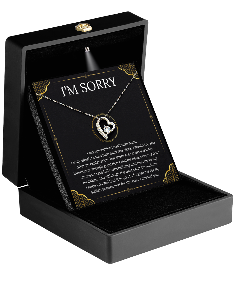 I'm sorry gift for her, I love you, I'm sorry gift, apology gifts for, forgiveness gift necklace, message card gift, Solitaire Crystal Necklace