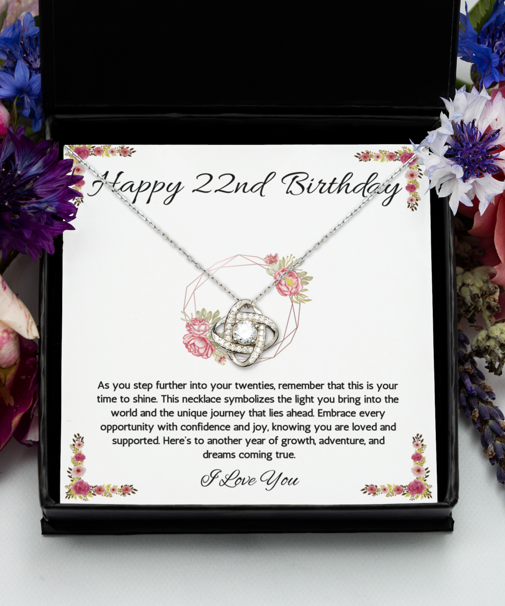 22nd Birthday Girl Gift Necklace, 22nd Birthday Gift Necklace, Love Knot Necklace For Teenage Girl, Birthday Gift Necklace For 22 Year Old Girl
