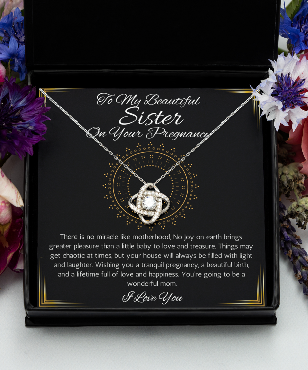 Sister Pregnancy Gift Necklace, Love Knot Gift Necklace, Gift for Pregnant Sister, Baby shower gift for sister, Mom To Be Gift, First Time Mom