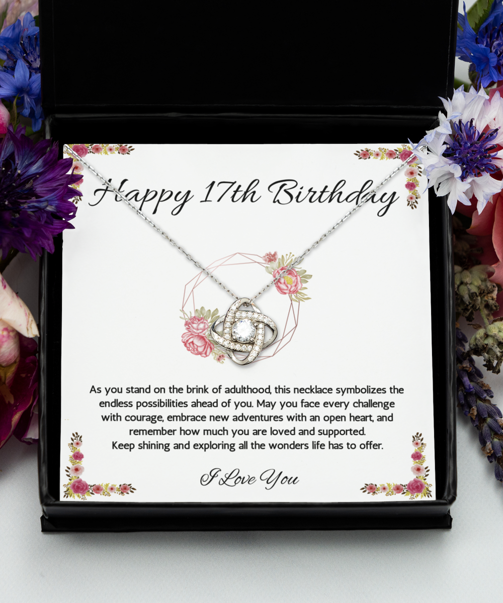 17th Birthday Girl Gift Necklace, 17th Birthday Gift Necklace, Love Knot Necklace For Teenage Girl, Birthday Gift Necklace For 17 Year Old Girl