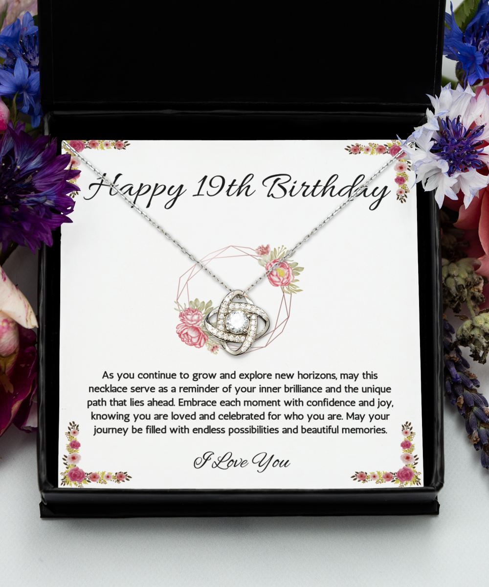 19th Birthday Girl Gift Necklace, 19th Birthday Gift Necklace, Love Knot Necklace For Teenage Girl, Birthday Gift Necklace For 19 Year Old Girl