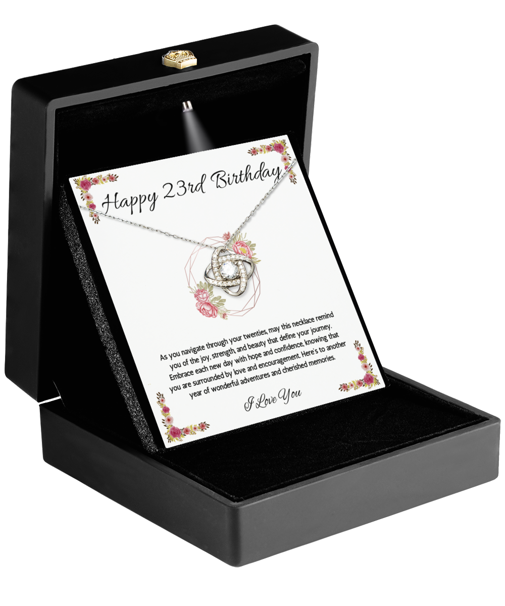 23rd Birthday Girl Gift Necklace, 23rd Birthday Gift Necklace, Love Knot Necklace For Teenage Girl, Birthday Gift Necklace For 23 Year Old Girl