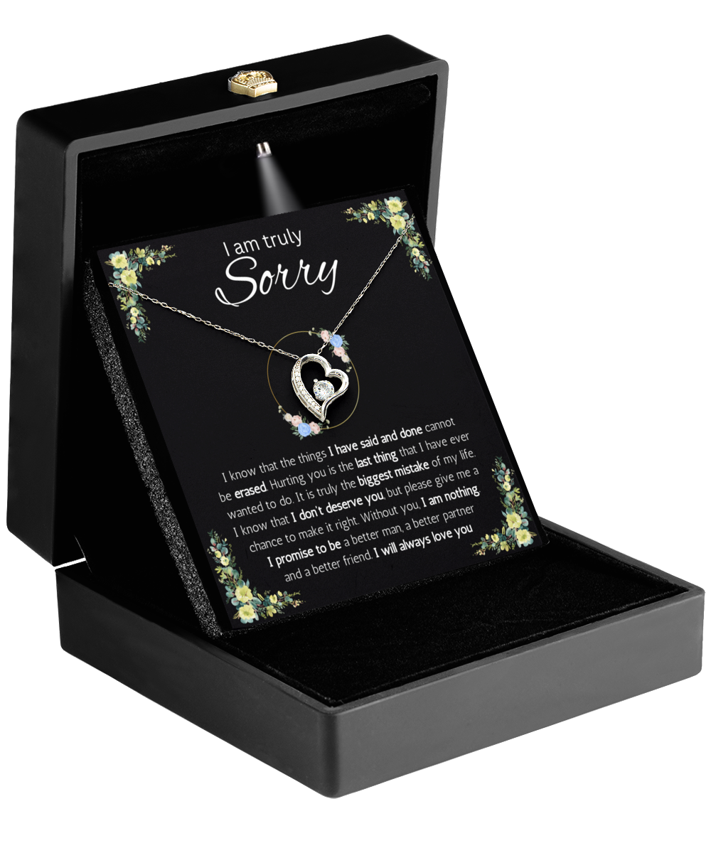 I'm sorry gift for her, apology gifts for her, i love you, i'm sorry gift necklace, sorry, forgiveness Solitaire Crystal necklace with message card