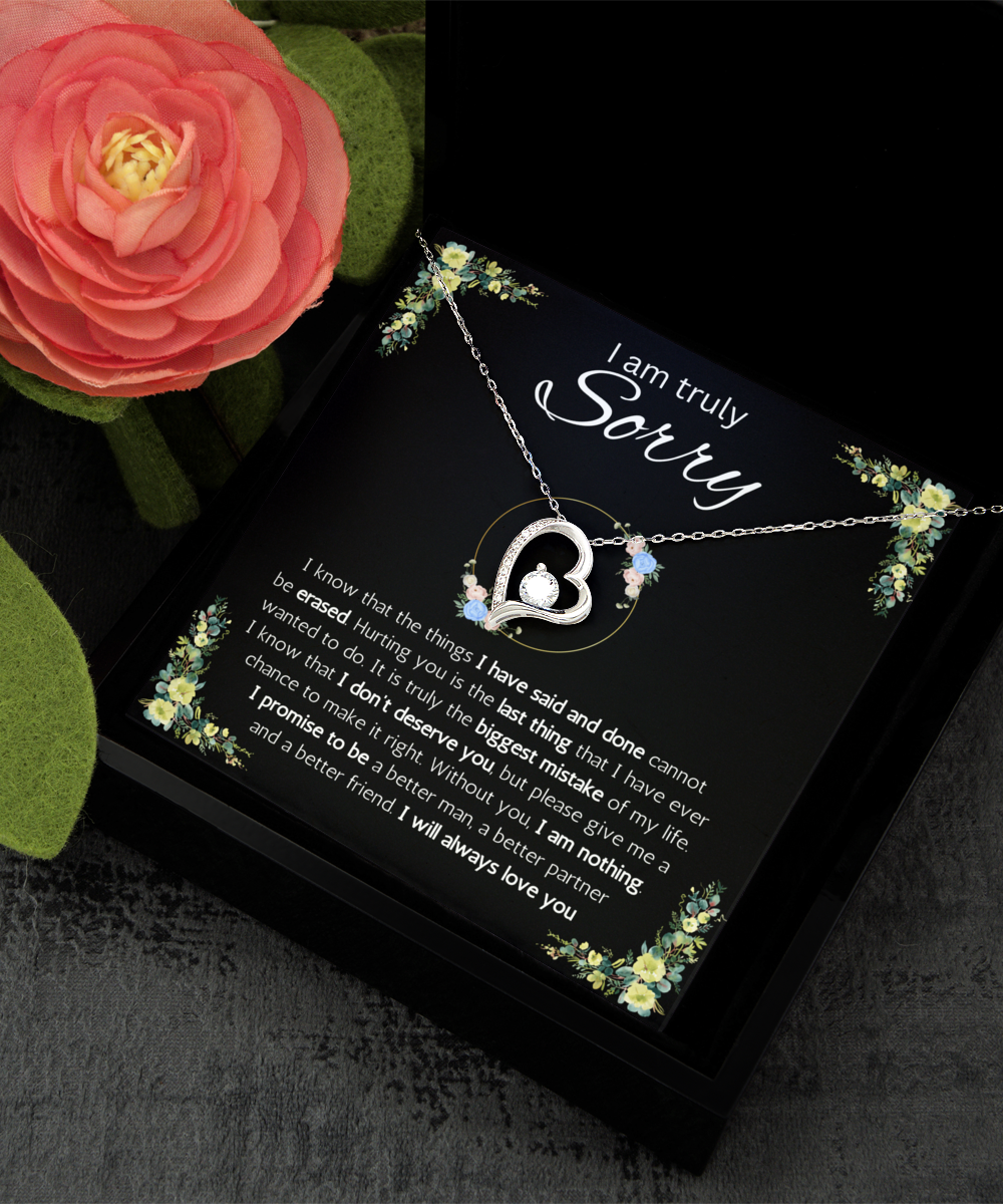 I'm sorry gift for her, apology gifts for her, i love you, i'm sorry gift necklace, sorry, forgiveness Solitaire Crystal necklace with message card
