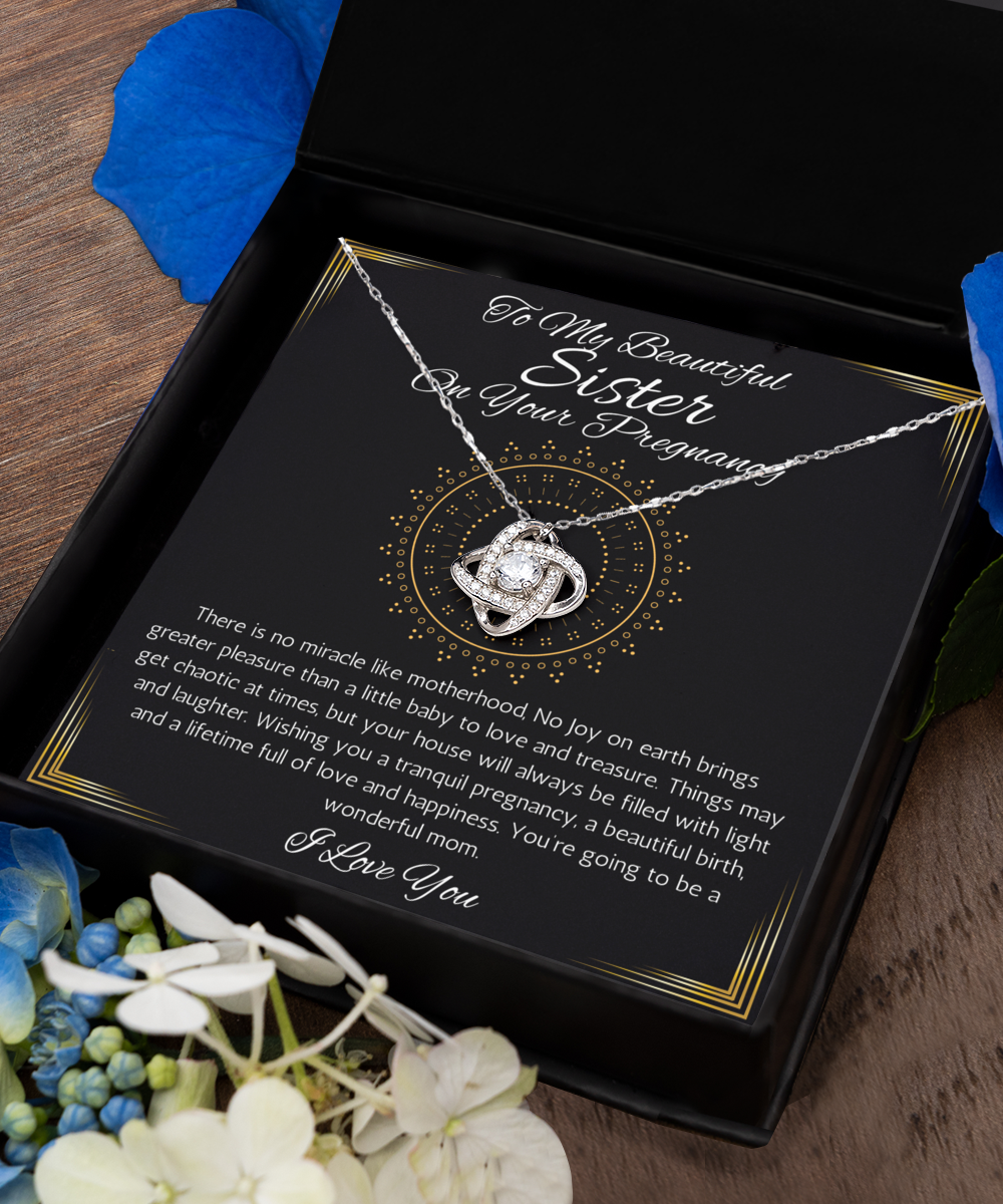 Sister Pregnancy Gift Necklace, Love Knot Gift Necklace, Gift for Pregnant Sister, Baby shower gift for sister, Mom To Be Gift, First Time Mom