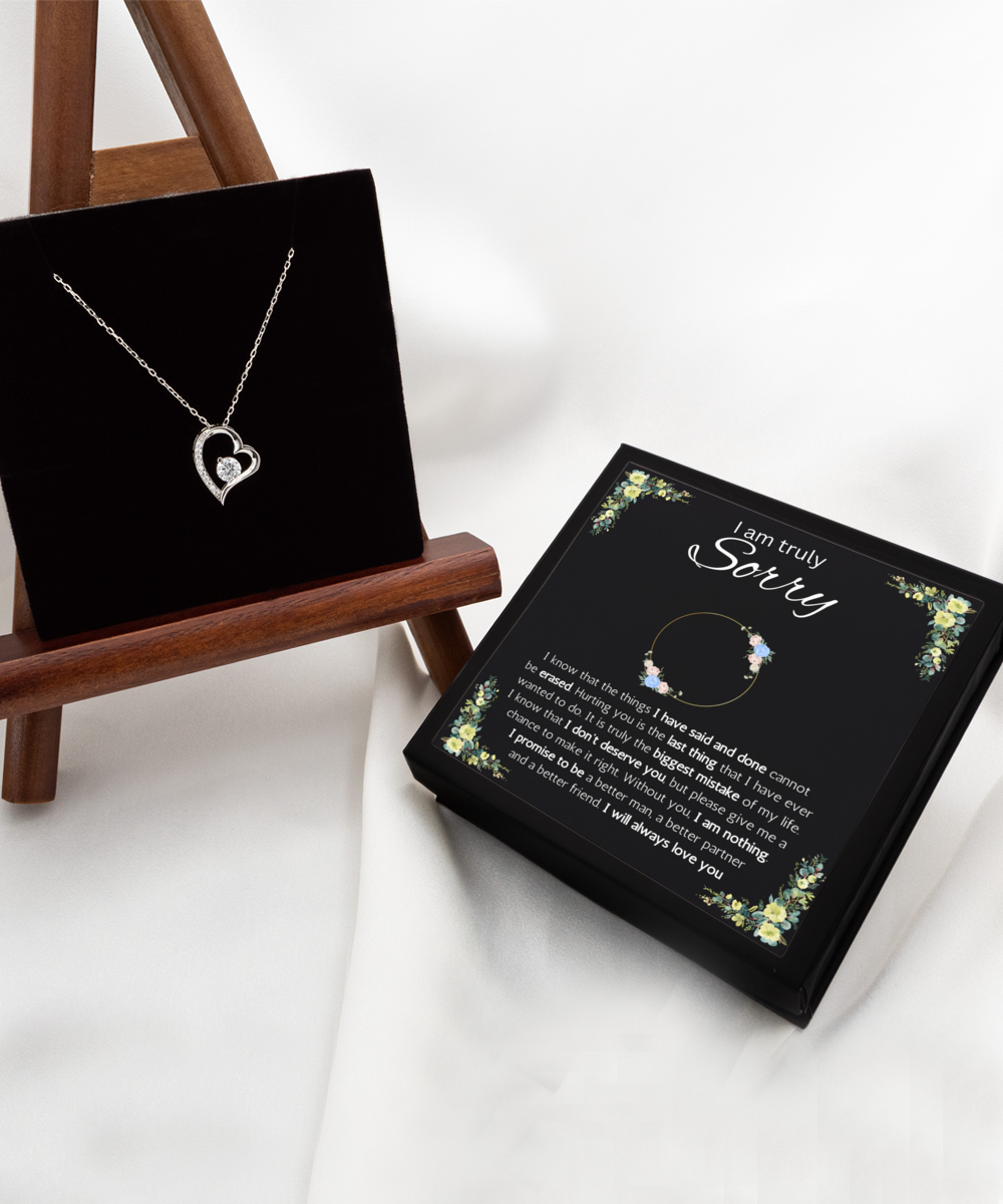 I'm sorry gift for her, apology gifts for her, i love you, i'm sorry gift necklace, sorry, forgiveness Solitaire Crystal necklace with message card