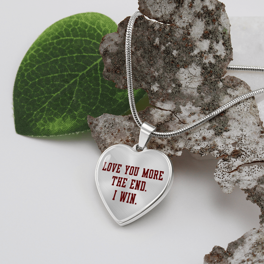 Relationship Necklace, Love You More The end I Win Heart Shape Pendent Necklace Engraved Necklaces