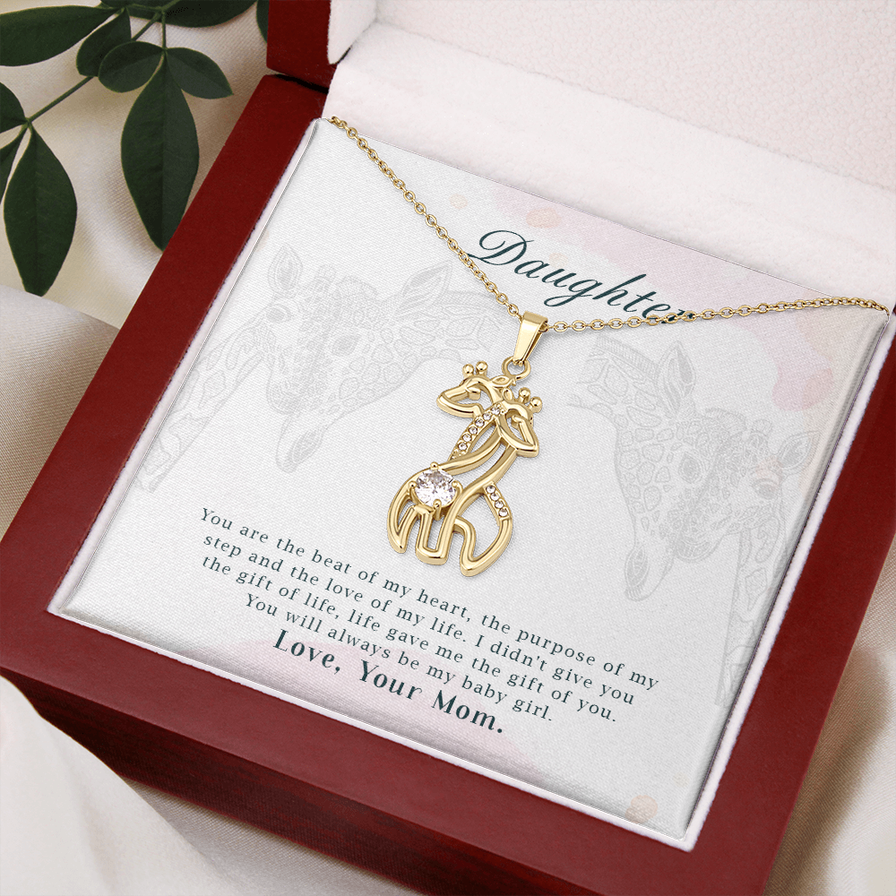 You Are The Beat Of My Heart, Birthday Gift Necklace For Daughter, Appreciation Gift Necklace For Daughter, Gift Necklace From Mother, Giraffe Necklace