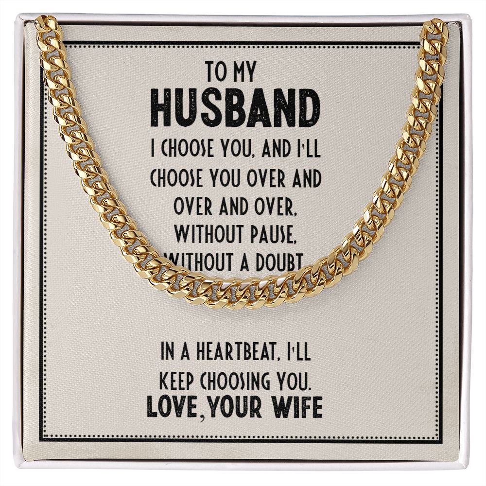 Husband Gift Necklace, Birthday Gift Necklace, Cuban Chain Necklace For Husband, Anniversary Gift Necklace, Gift From Wife