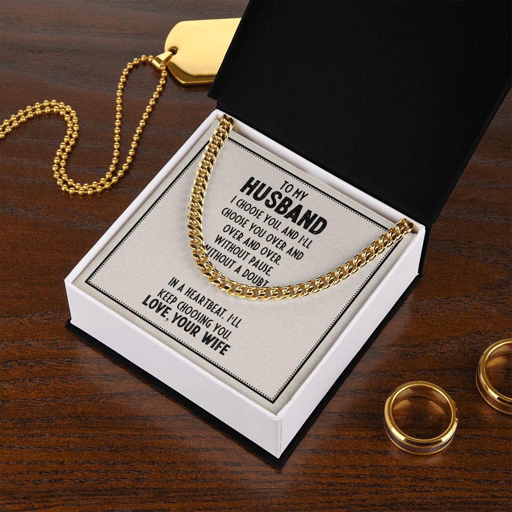 Husband Gift Necklace, Birthday Gift Necklace, Cuban Chain Necklace For Husband, Anniversary Gift Necklace, Gift From Wife