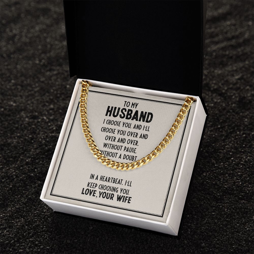 Husband Gift Necklace, Birthday Gift Necklace, Cuban Chain Necklace For Husband, Anniversary Gift Necklace, Gift From Wife