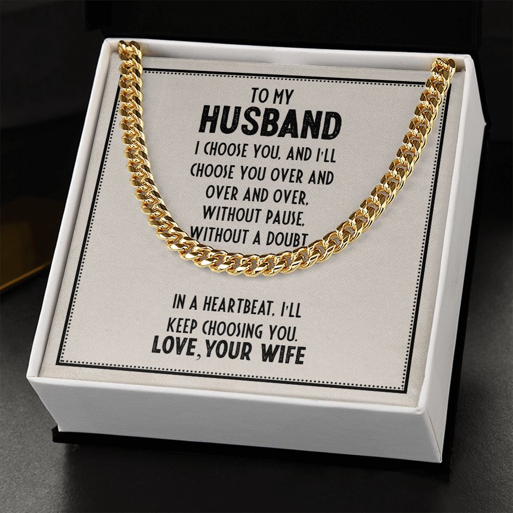 Husband Gift Necklace, Birthday Gift Necklace, Cuban Chain Necklace For Husband, Anniversary Gift Necklace, Gift From Wife