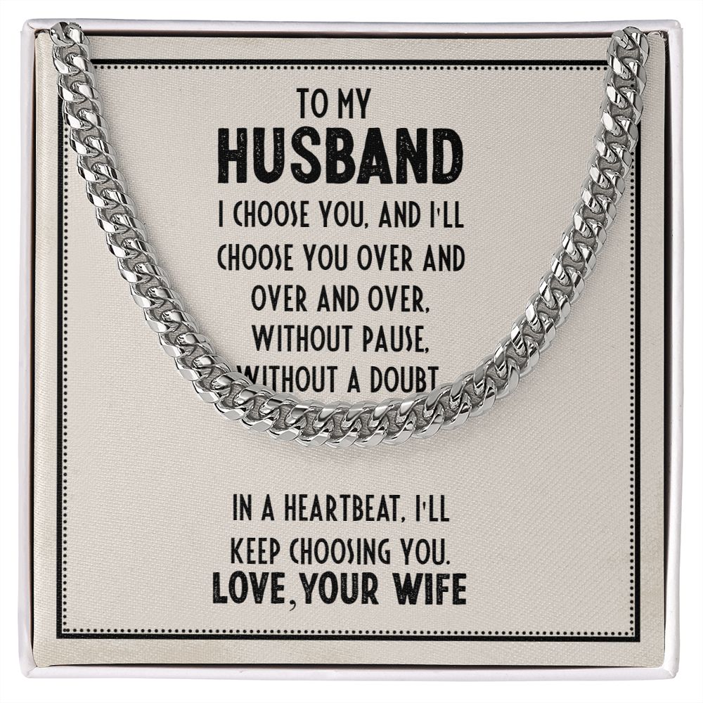Husband Gift Necklace, Birthday Gift Necklace, Cuban Chain Necklace For Husband, Anniversary Gift Necklace, Gift From Wife