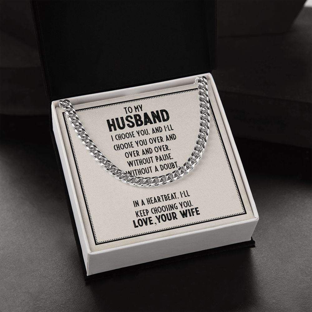 Husband Gift Necklace, Birthday Gift Necklace, Cuban Chain Necklace For Husband, Anniversary Gift Necklace, Gift From Wife
