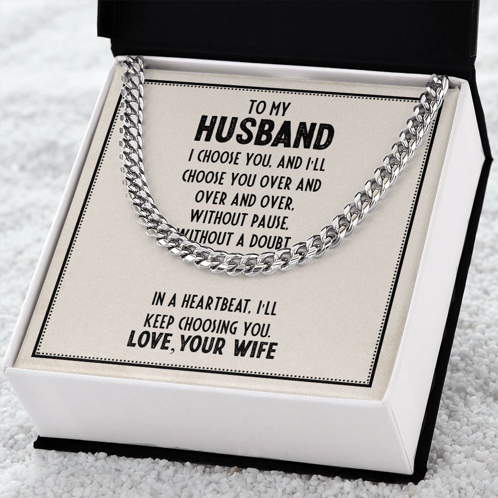 Husband Gift Necklace, Birthday Gift Necklace, Cuban Chain Necklace For Husband, Anniversary Gift Necklace, Gift From Wife
